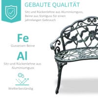 Metall-Gartenbank für zwei Personen, Maße 100x54x78cm.