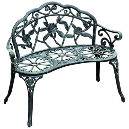 Metall-Gartenbank für zwei Personen, Maße 100x54x78cm.
