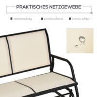 Metall-Schaukelbank für zwei Personen für den Garten.