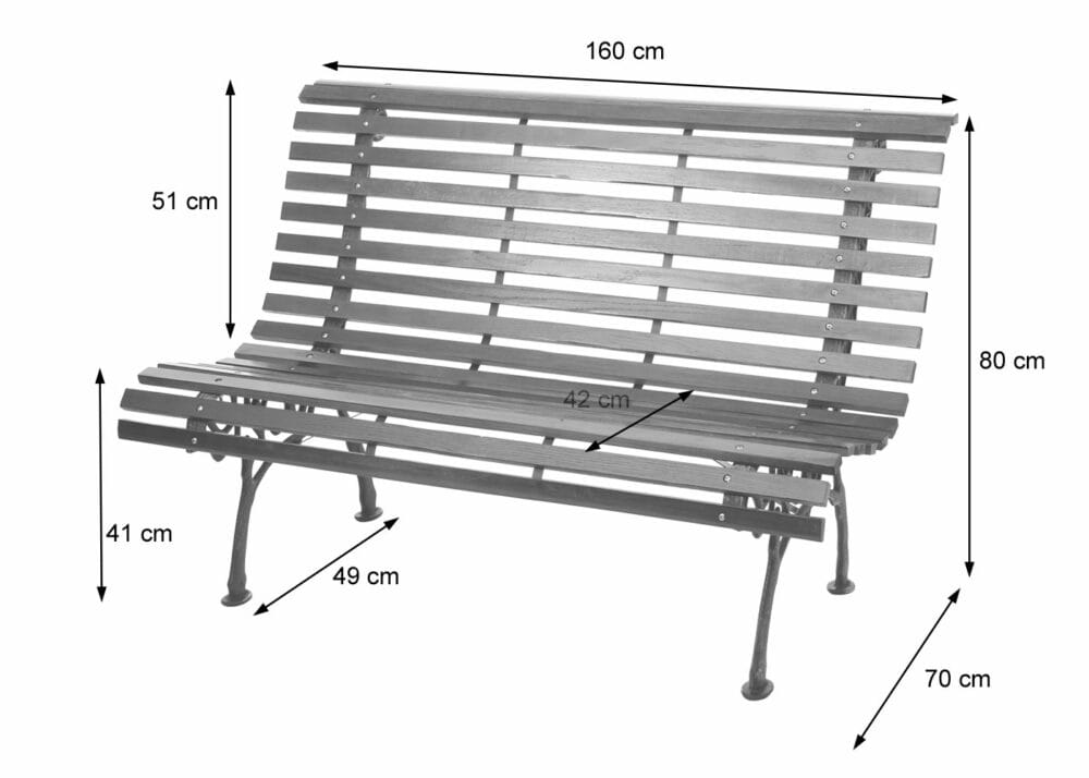 Gartenbank 3-Sitzer Gusseisen Holz 160cm braun
