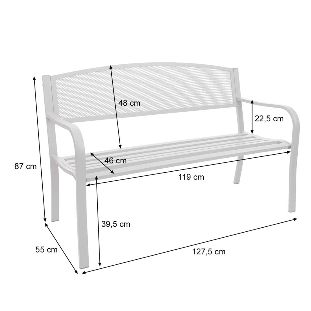 Gartenbank Metall 2 Sitzer schwarz 127cm braun