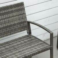 Graue Gartenbank in Rattanoptik, belastbar bis 320kg, ideal für den Balkon.