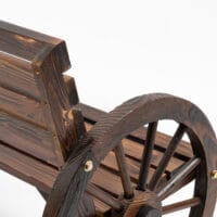 Braune 2-Sitzer Gartenbank aus Tannenholz im Landhausstil.
