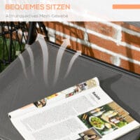 Modernes und platzsparendes, klappbares Garten-Bistroset aus Stahl in Grau.