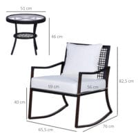 Gartenmöbel-Set für zwei Personen mit Schaukelstühlen.