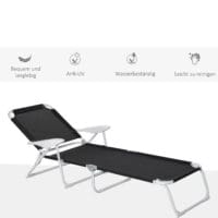 Klappbare Gartenliege mit atmungsaktivem Netzstoff und 4-stufiger Verstellung.