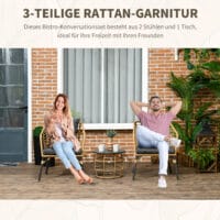 Modernes und gemütliches dreiteiliges Gartenmöbel-Set.