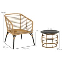 Modernes und gemütliches dreiteiliges Gartenmöbel-Set.