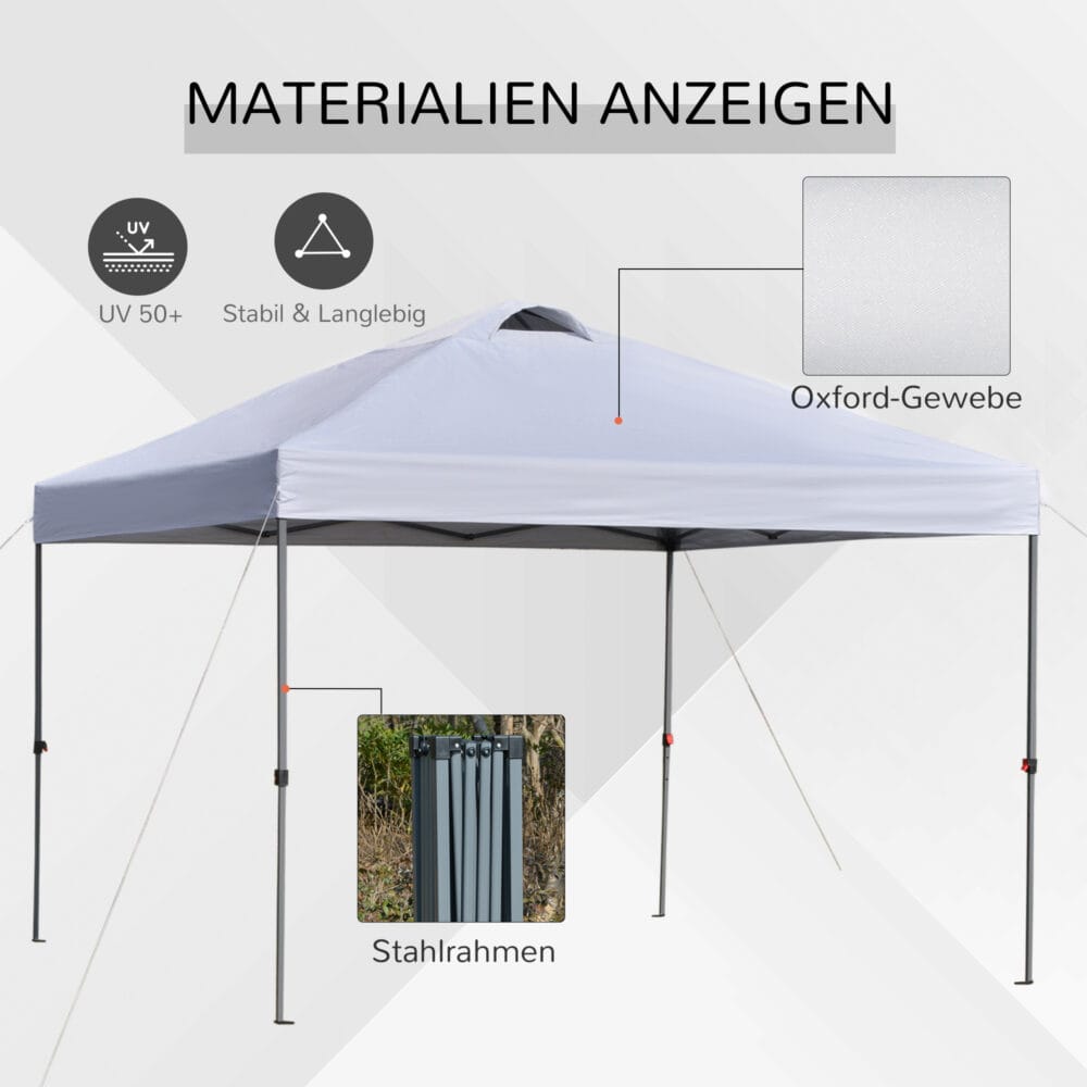 Cremeweißer Gartenpavillon 295x295m mit UV-Schutz.