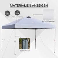Cremeweißer Gartenpavillon 295x295m mit UV-Schutz.