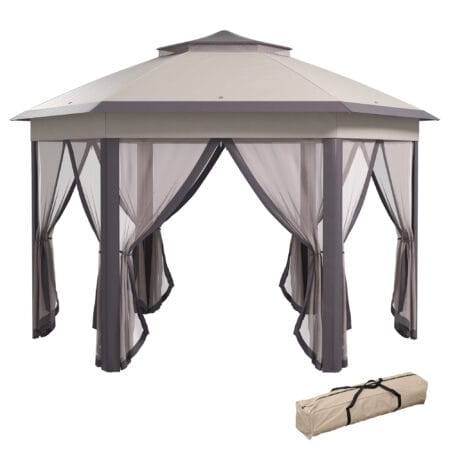 Sechseckiger Gartenpavillon 4x4m mit Tragetasche.