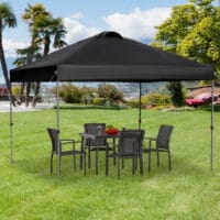 Schwarzer Pop-up Gartenpavillon 295x295m mit UV-Schutz.