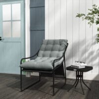 Gartensessel mit Sitzkissen, Loungesessel, belastbar bis 120 kg, Farbe Grau.