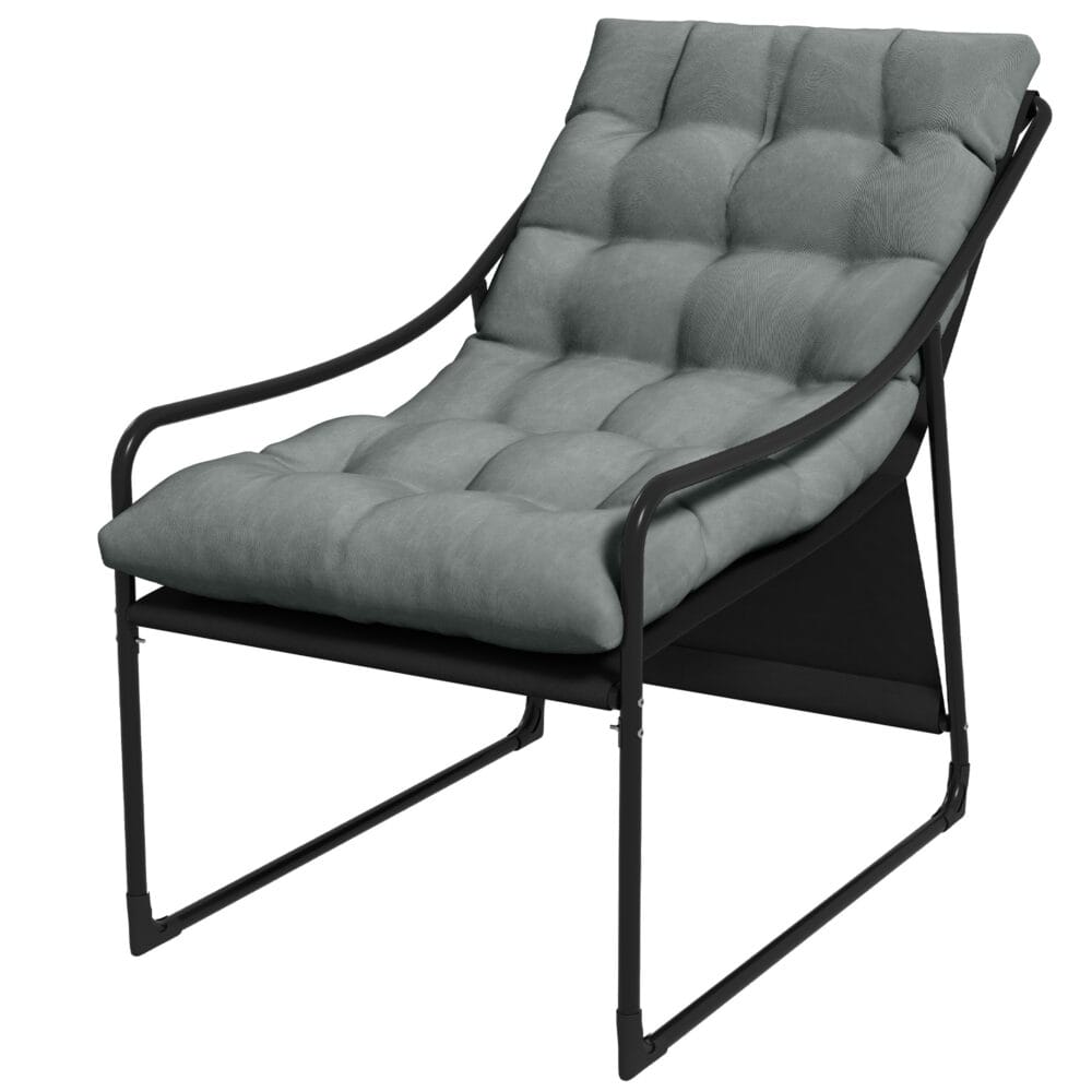 Gartensessel mit Sitzkissen, Loungesessel, belastbar bis 120 kg, Farbe Grau.