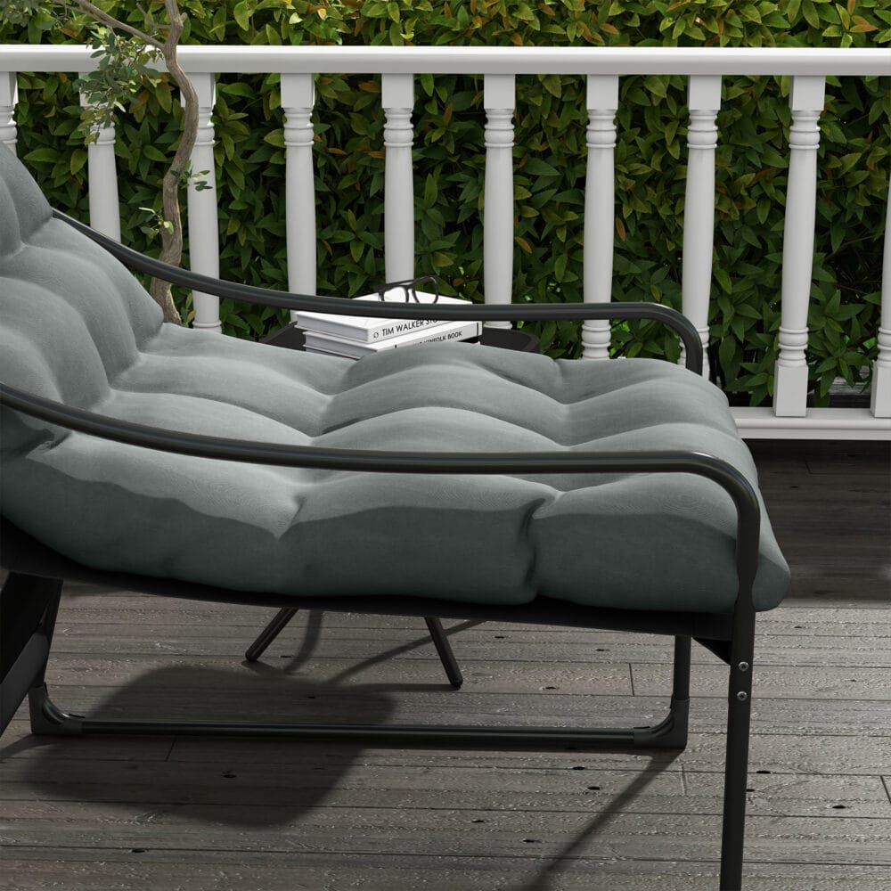Gartensessel mit Sitzkissen, Loungesessel, belastbar bis 120 kg, Farbe Grau.