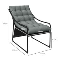 Gartensessel mit Sitzkissen, Loungesessel, belastbar bis 120 kg, Farbe Grau.