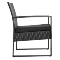 Gartenset für 2 Personen, Polyrattan-Sitzgruppe für Balkon oder Terrasse, Schwarz.