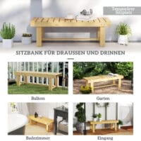 Naturbelassene Massivholz-Gartensitzbank, 2-Sitzer, Maße 110x38x35cm.
