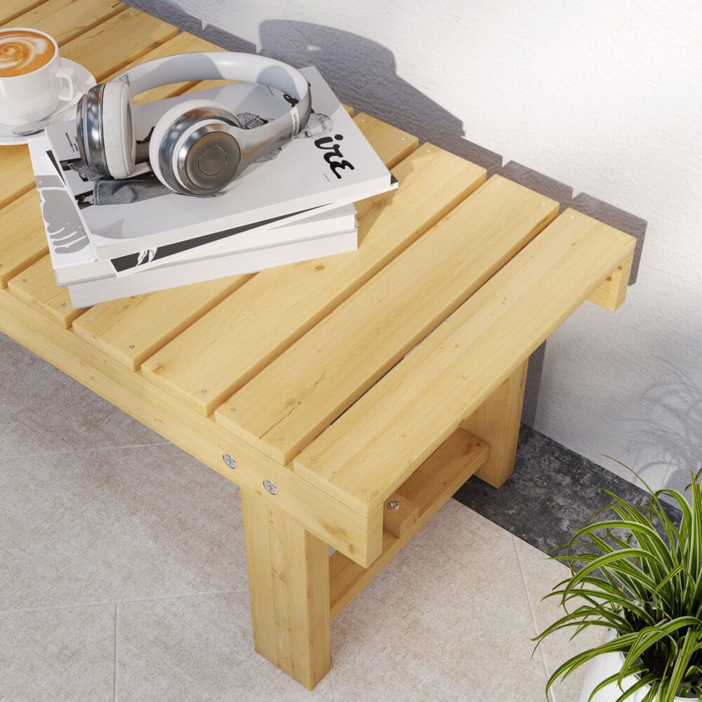 Naturbelassene Massivholz-Gartensitzbank, 2-Sitzer, Maße 110x38x35cm.