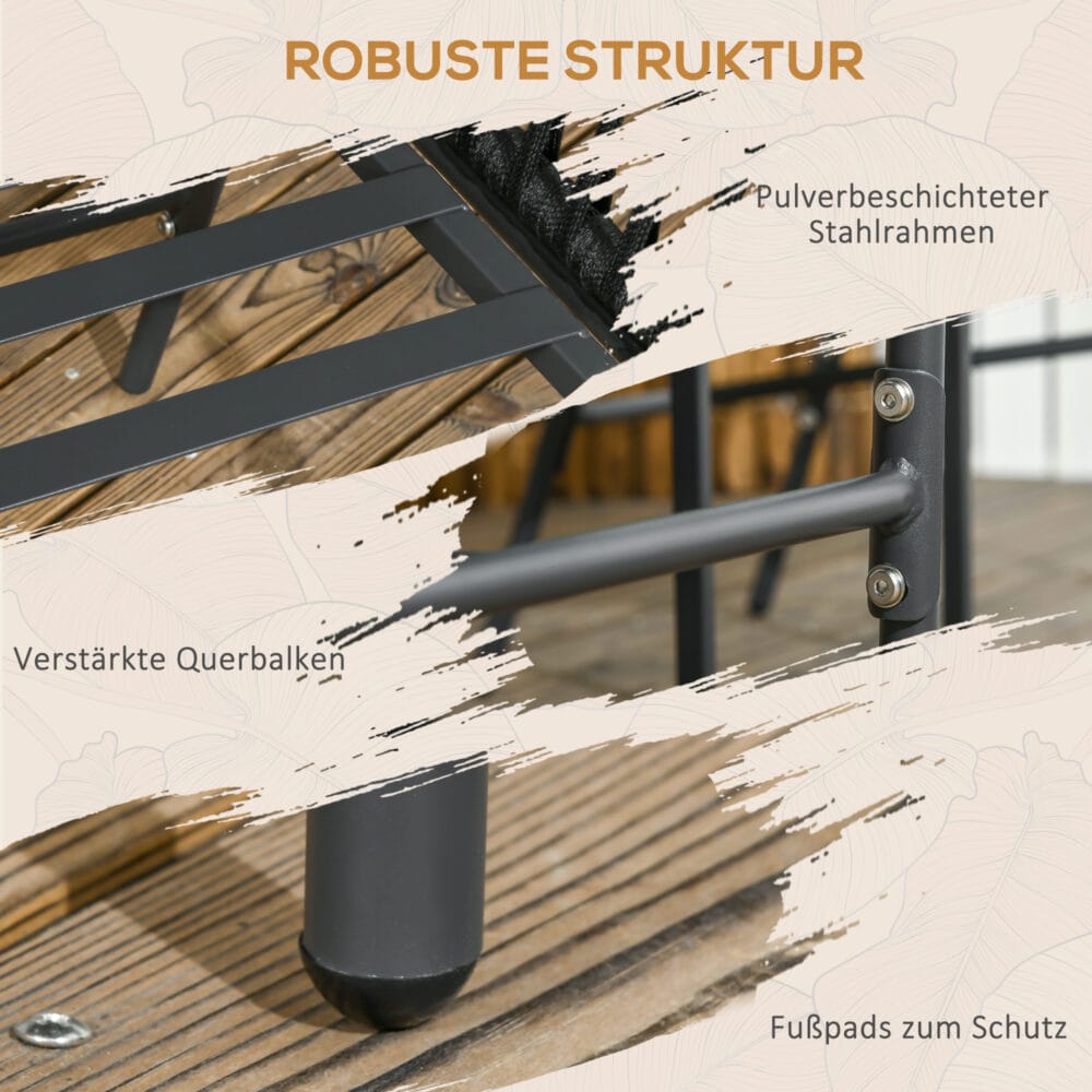 Gartenstühle im Boho-Stil, 2er-Set, bis 120 kg belastbar, Farbe Schwarz.