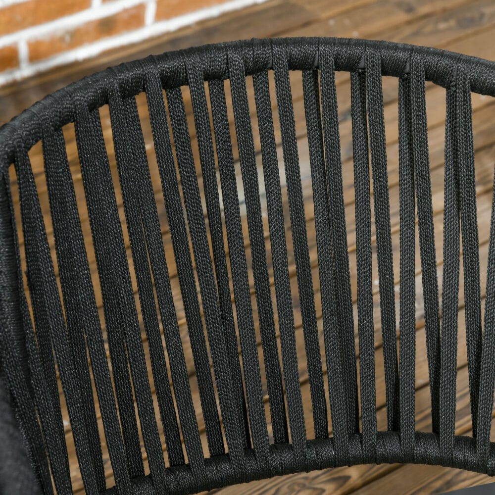 Gartenstühle im Boho-Stil, 2er-Set, bis 120 kg belastbar, Farbe Schwarz.