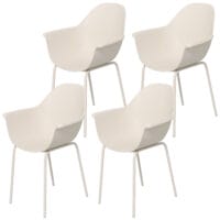 Gartenstuhl 4er-Set, stapelbar, belastbar bis 120 kg, Farbe Grau.