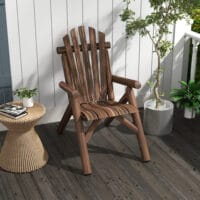 Gartenstuhl aus Holz im Adirondack-Stil, 83x68x101 cm, Farbe Braun.
