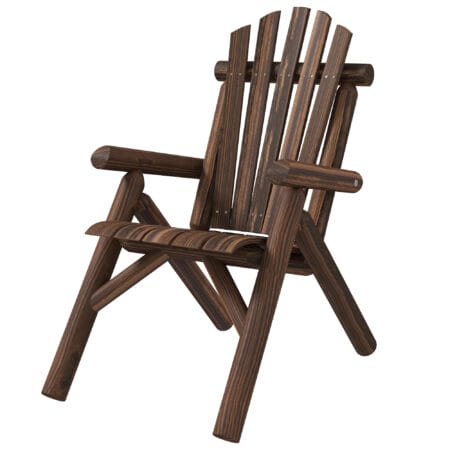 Gartenstuhl aus Holz im Adirondack-Stil, 83x68x101 cm, Farbe Braun.