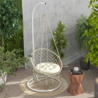 Gartenstuhlauflage mit 10 cm Polsterung für Mondstuhl, aus Polyester, Farbe Beige.