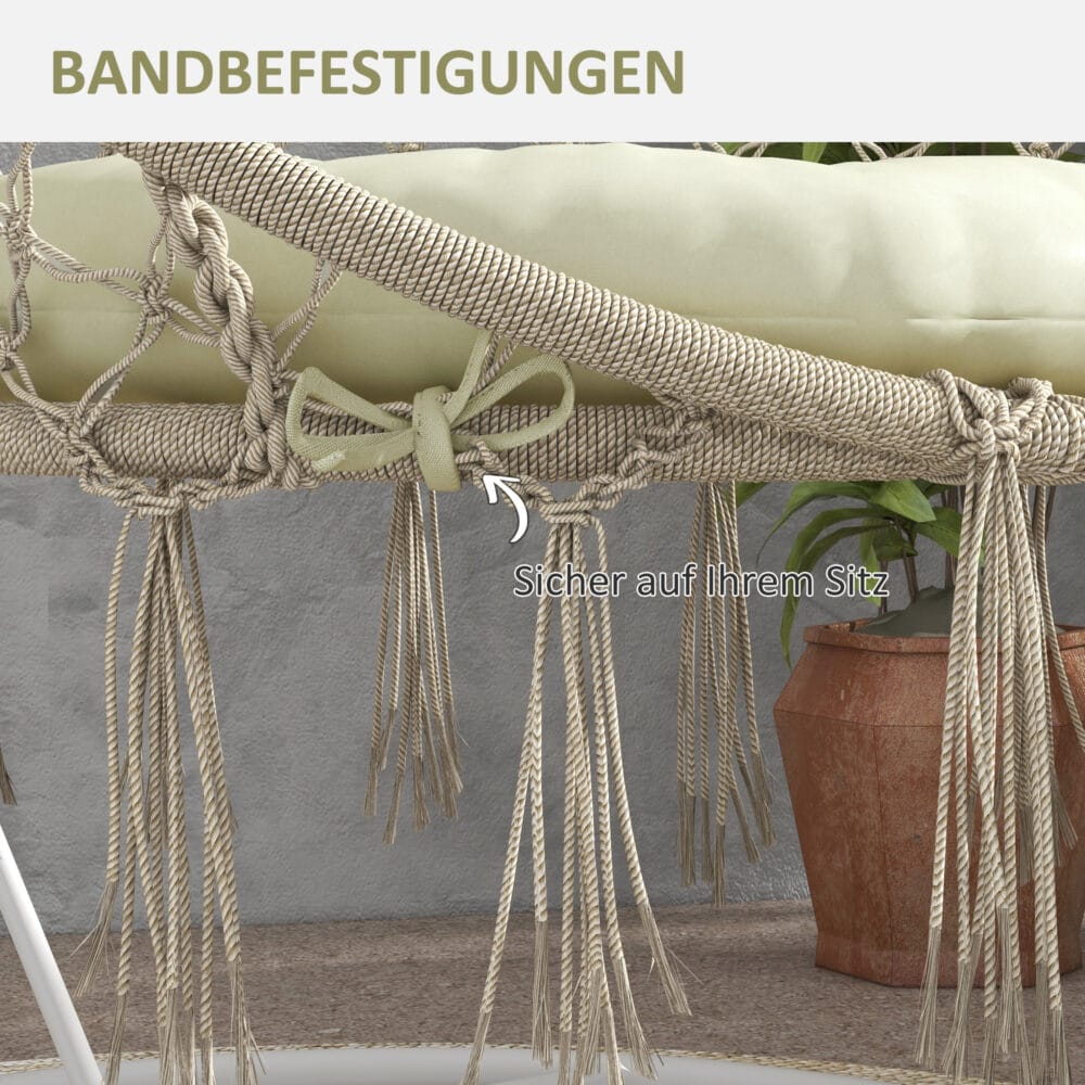 Gartenstuhlauflage mit 10 cm Polsterung für Mondstuhl, aus Polyester, Farbe Beige.