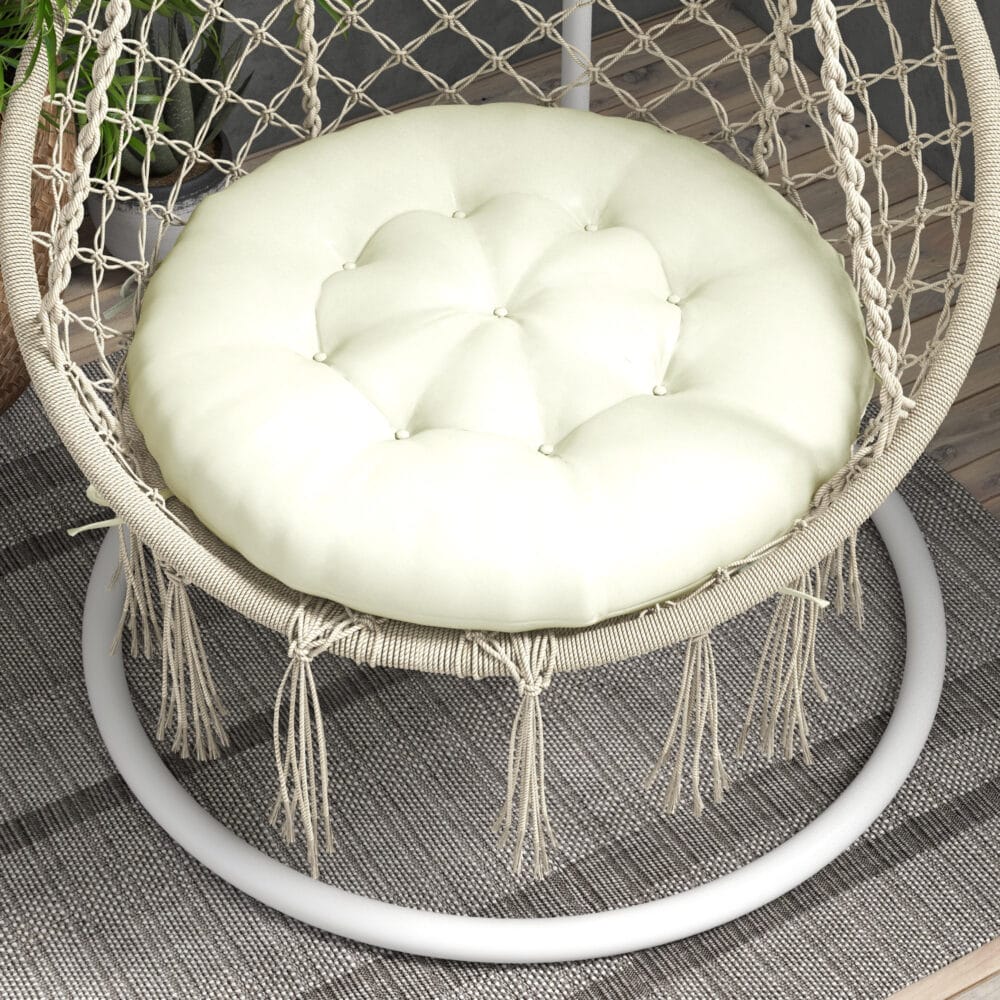 Gartenstuhlauflage mit 10 cm Polsterung für Mondstuhl, aus Polyester, Farbe Beige.