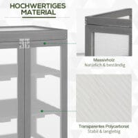 3-stufiges Gewächshaus aus Holz, wetterfest, in Dunkelgrau.