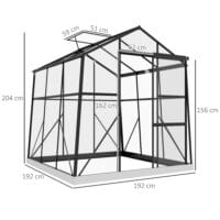 Gewächshaus Aluminium 192x192x204cm Treibhaus 3.68m²