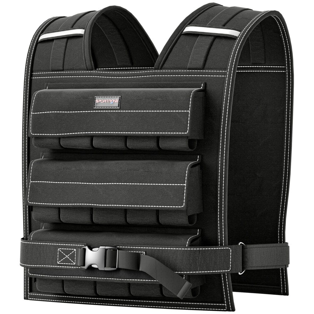 Verstellbare Gewichtsweste 15kg mit reflektierenden Streifen.