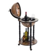 Globusbar JAM-D83 Minibar Weinregal Ø33cm rollbar Eukalyptusholz schwarz