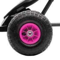 Rosa Gokart als Tretfahrzeug mit verstellbarem Sitz, geeignet für Kinder von 5-12 Jahren. Es bietet sportlichen Fahrspass und wächst mit.