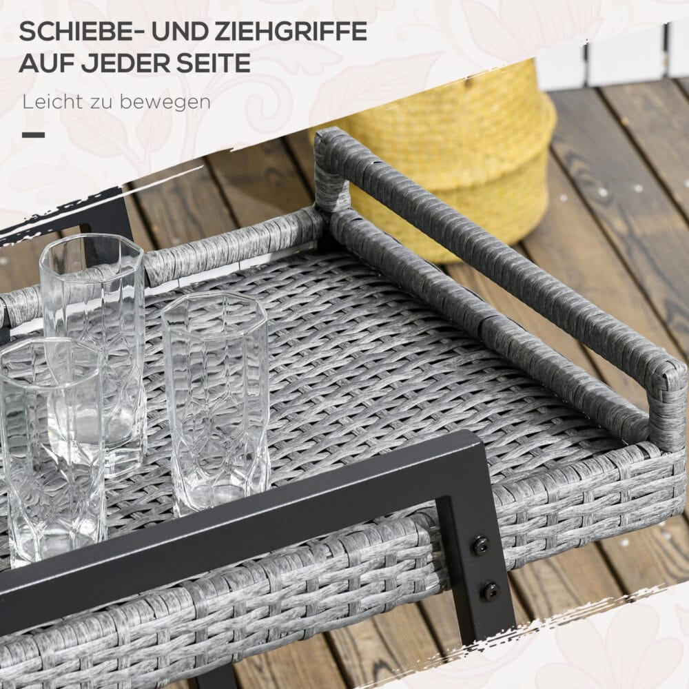 Grillwagen Servierwagen Trolley mit Ablage Grau-Schwarz