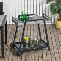 Grillwagen Servierwagen Trolley mit Ablage Grau-Schwarz