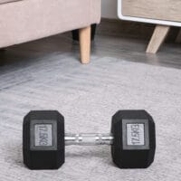 Schwarze Hexagon Gummihanteln 17,5kg für Krafttraining.