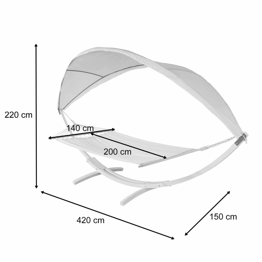 Hängematte mit Gestell FSC-zertifiziert 420cm weiss, creme-weiss