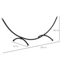 Hängemattengestell 3 m lang mit stabilem Stahlrahmen, Farbe Schwarz.