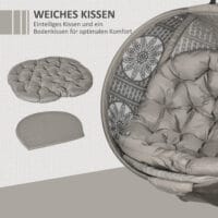 Hängesessel klappbar mit Sitzkissen, 120 kg Tragkraft, Farbe Sand.
