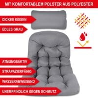 Klappbarer Hängesessel in Rattan-Optik, drehbar und wetterfest.