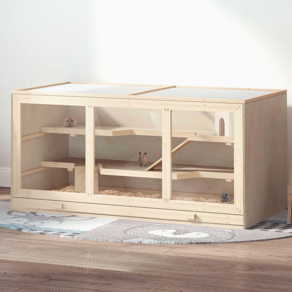 Naturholz-Hamsterkäfig, 115x57x55cm.