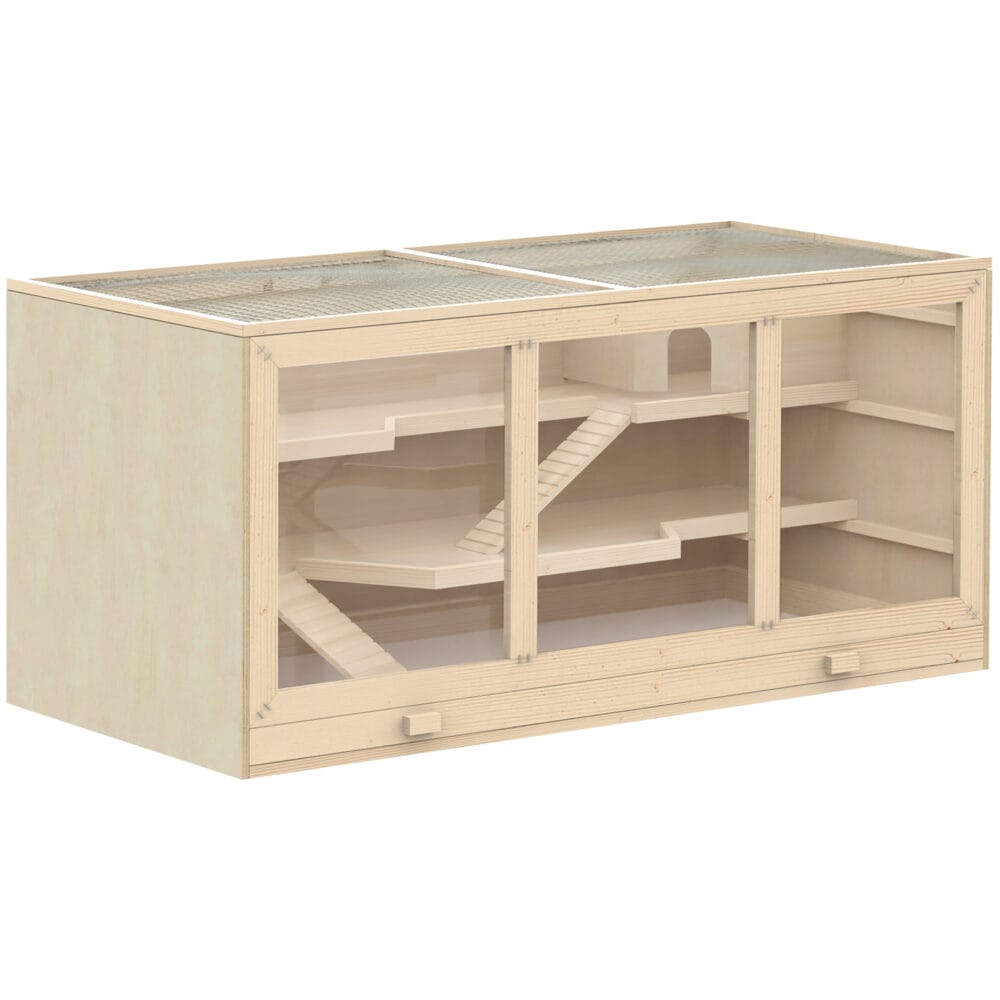 Naturholz-Hamsterkäfig, 115x57x55cm.