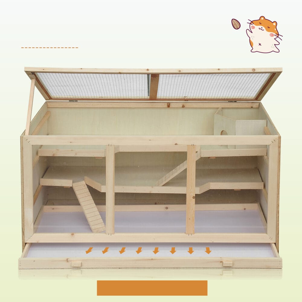 Naturholz-Hamsterkäfig, 115x57x55cm.