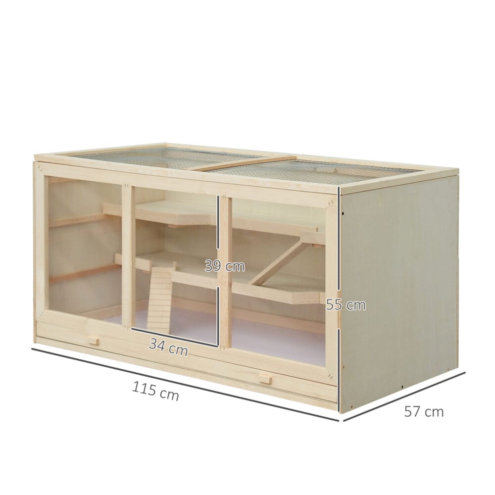 Naturholz-Hamsterkäfig, 115x57x55cm.