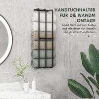 Schwarzer Metall Handtuchhalter zur Wandmontage für 6 Handtücher