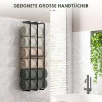 Schwarzer Metall Handtuchhalter zur Wandmontage für 6 Handtücher