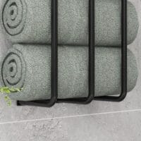 Schwarzer Metall Handtuchhalter zur Wandmontage für 6 Handtücher